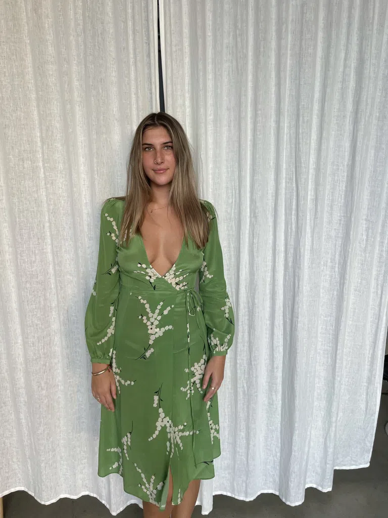 Realisation Par Violette Midi Dress Summer Loving Green Size XS/Au 6 - Image 1