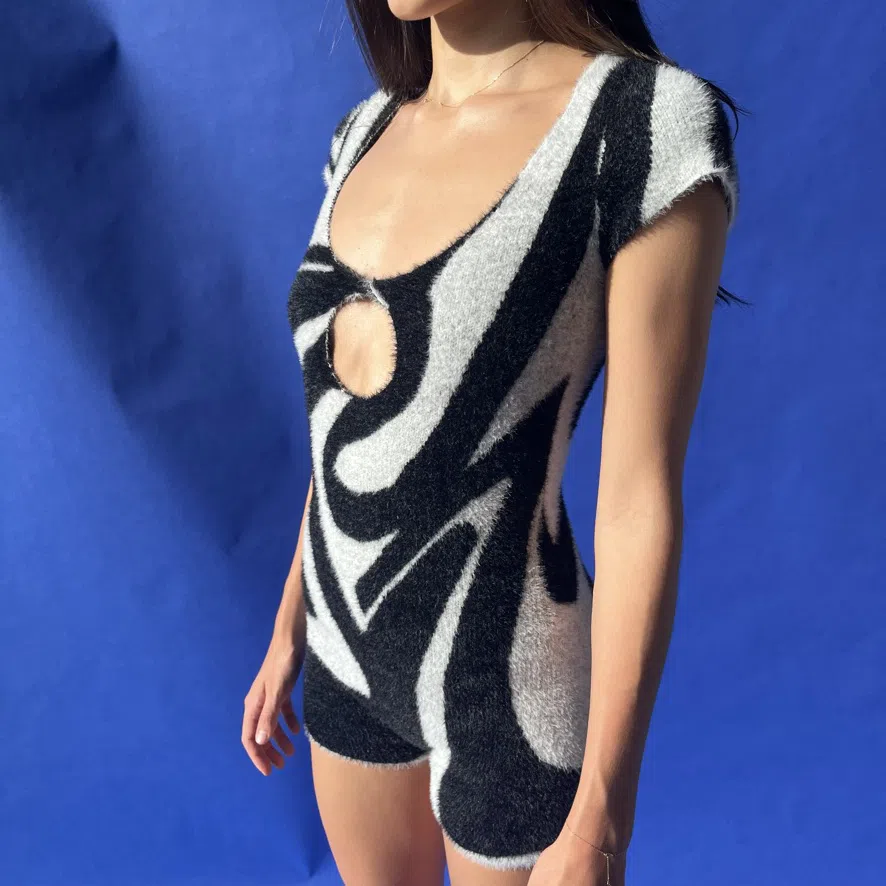 Jaded London 805 Playsuit Black & White Size 6 - Image 2