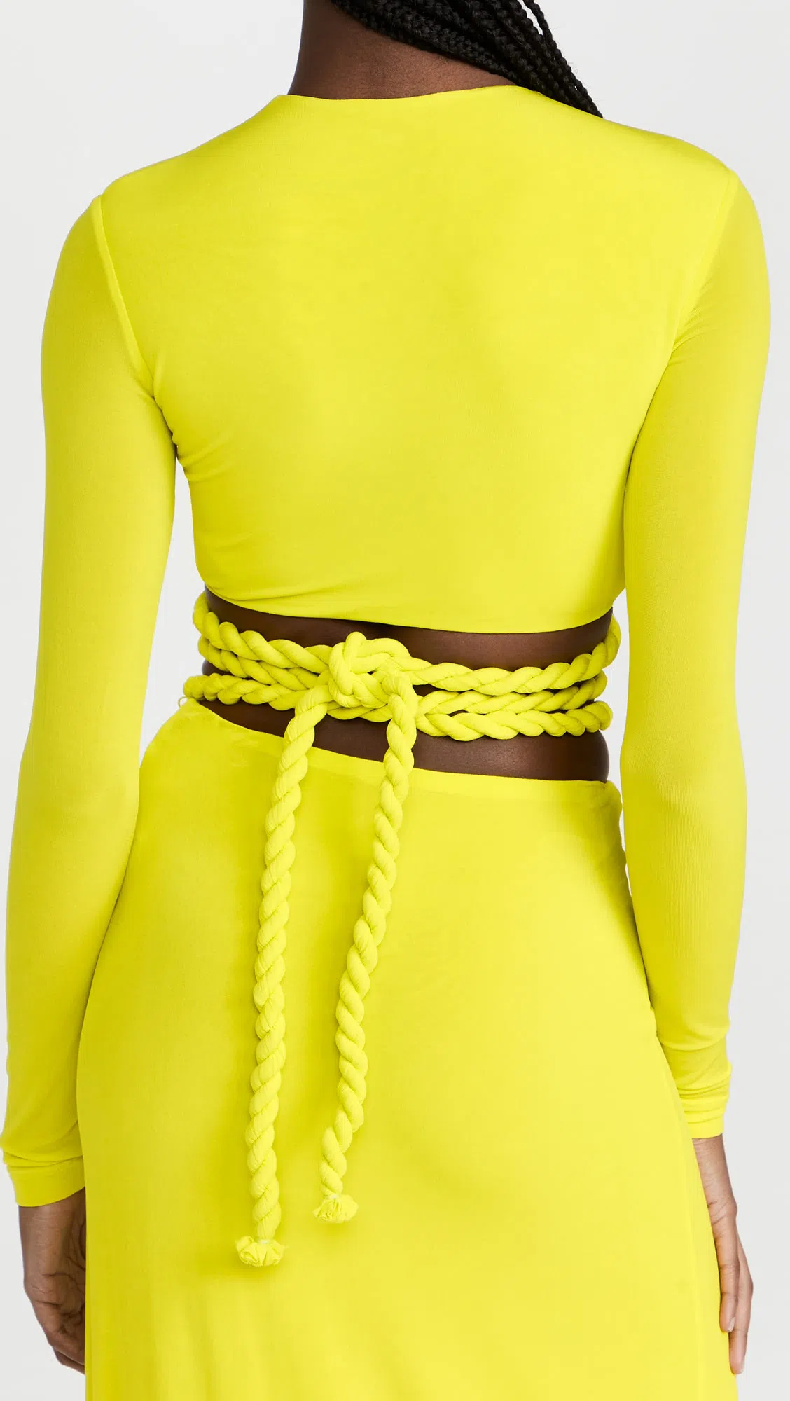 Dion Lee Rope Wrap Top and Skirt Set in Acid Yellow Size 8 - Image 3