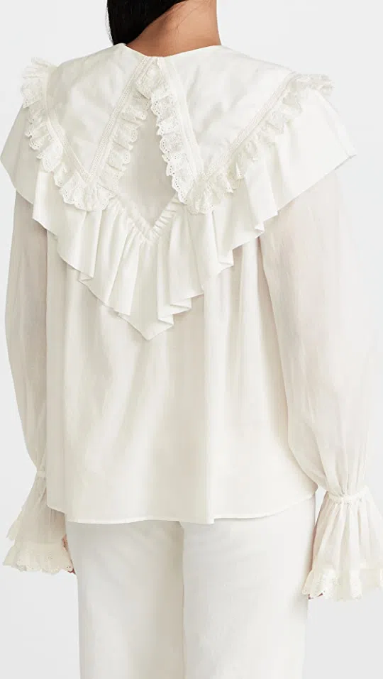 Aje Heritage Frill Shirt Ivory Size 14 - Image 6