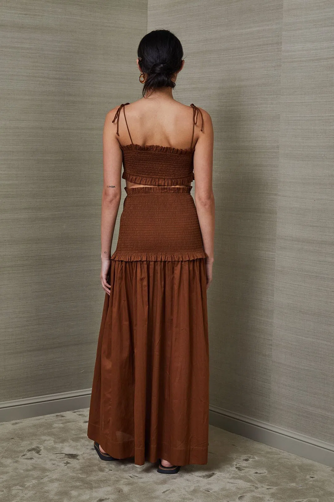 Bec & Bridge Carrie Top and Maxi Skirt Set Toffee Brown Size 6  - Image 3