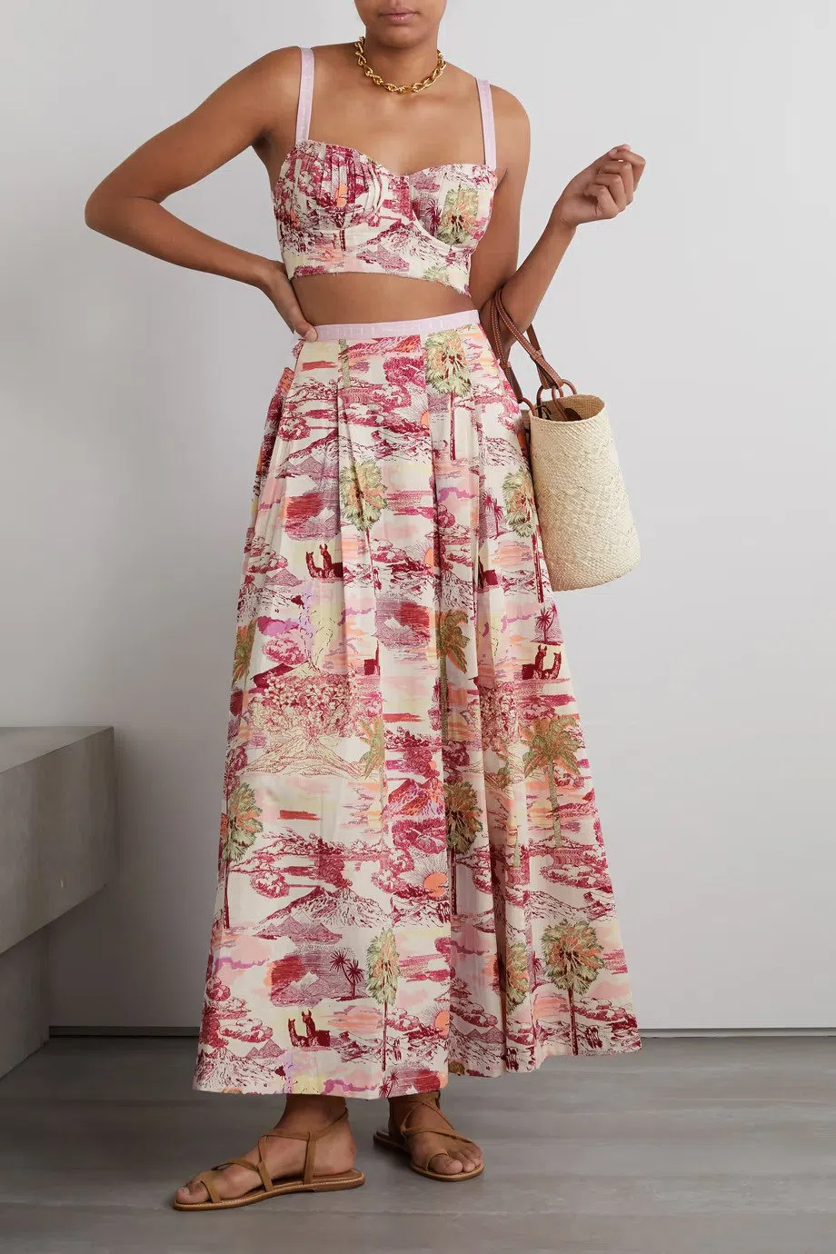 Emporio Sirenuse Positano Dalia Top and Flaminia Skirt Set Pink Size 40 / Au 10 - Image 1