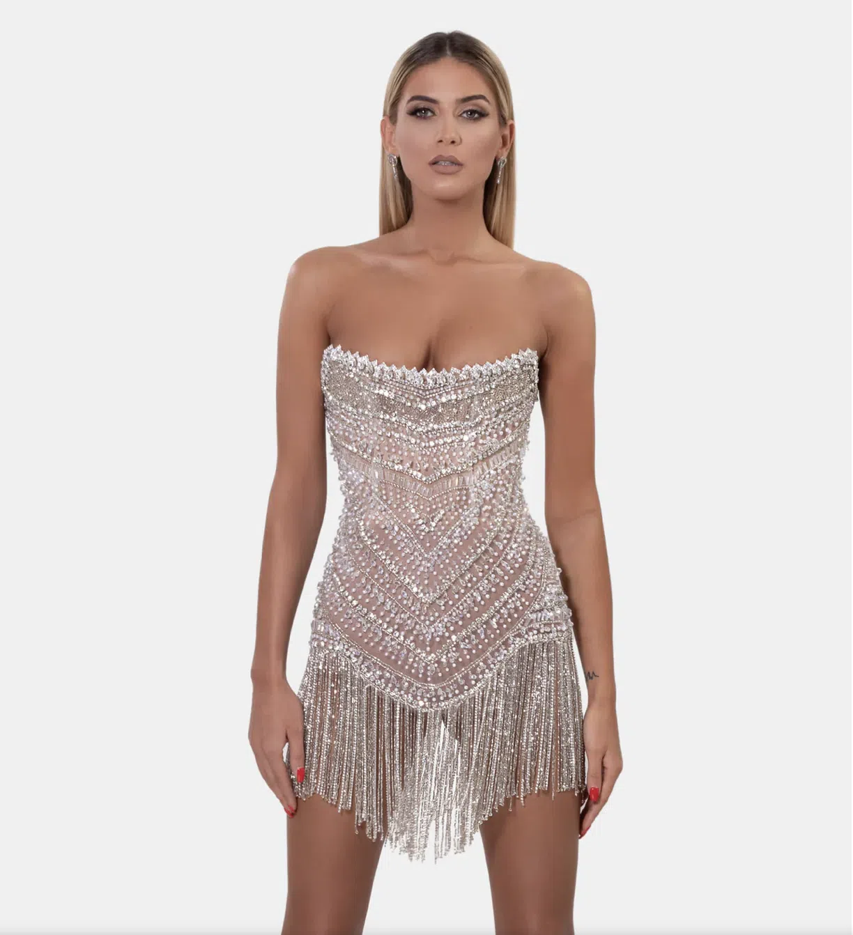 Albina Dyla Wild Corset Short Dress Silver/Nude Size 6 - Image 2