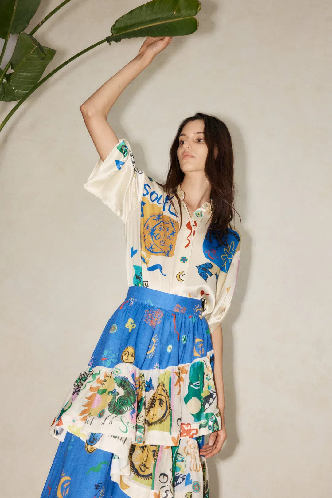 Alemais Soleil Oversized Shirt and Ruffle Skirt Set Print Size 14 - Image 4