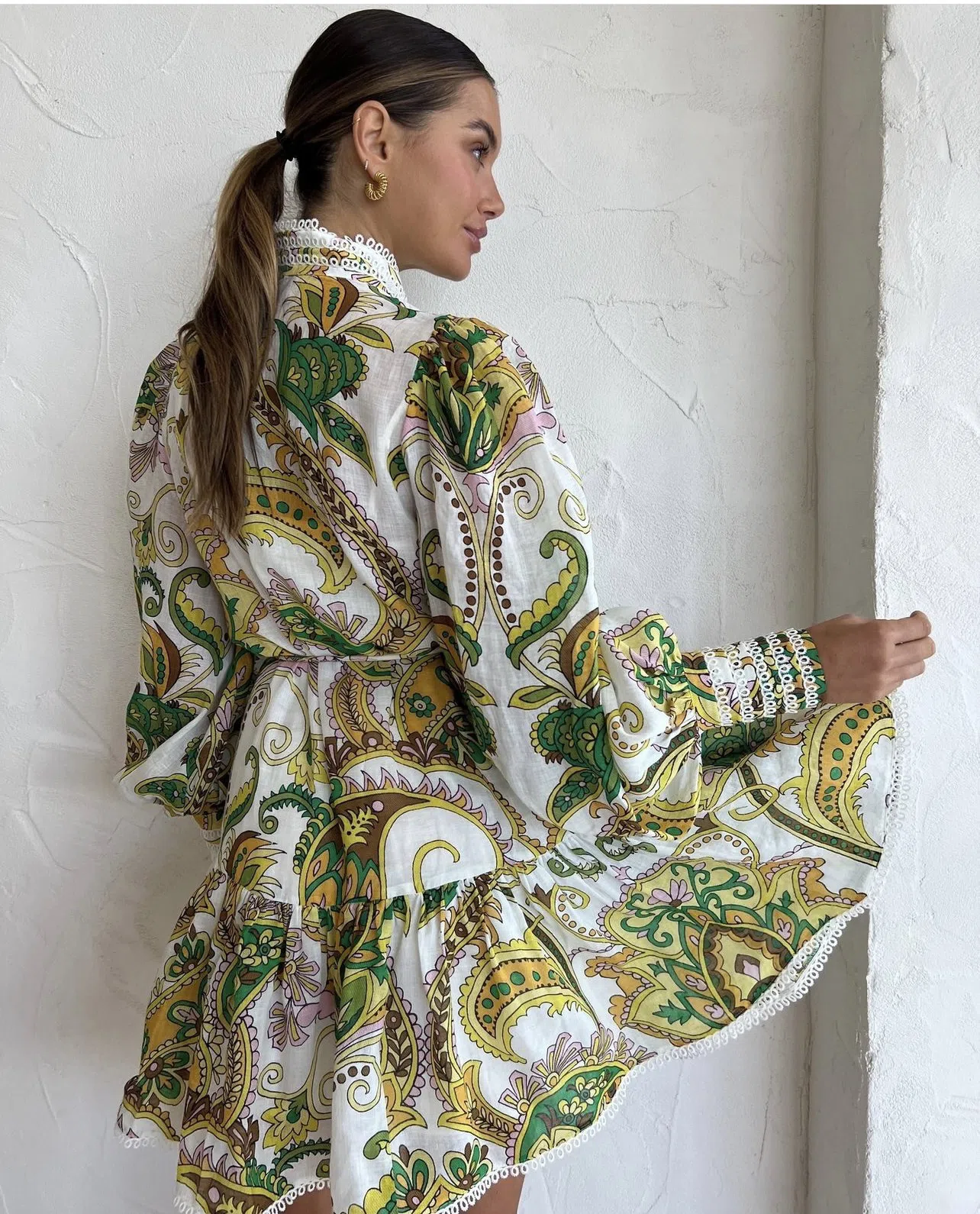 Alemais Octavia Ruffle Mini Dress Multi Size 10 - Image 3