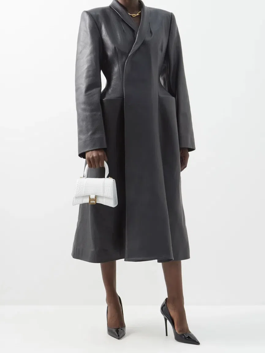 Balenciaga Hourglass XS Crocodile Effect Leather Bag White - Image 1