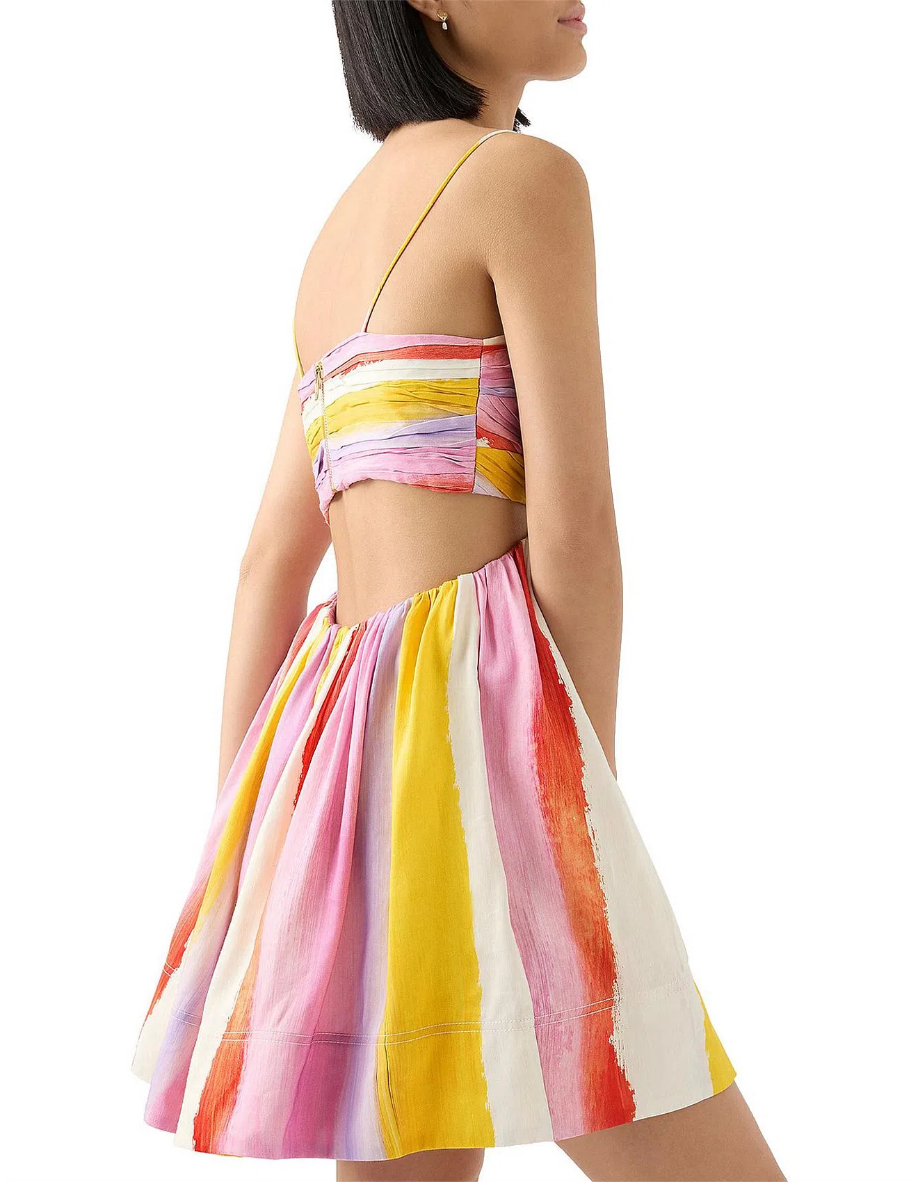 Aje Liza Ruched Baby Doll Dress Multi Size 8 - Image 4