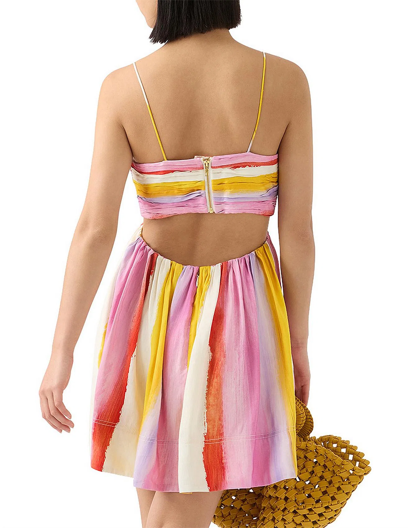 Aje Liza Ruched Baby Doll Dress Multi Size 8 - Image 5