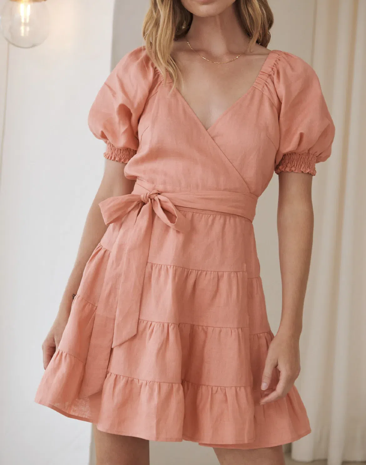 Kivari Alice Wrap Mini Dress Coral Size 8 - Image 2