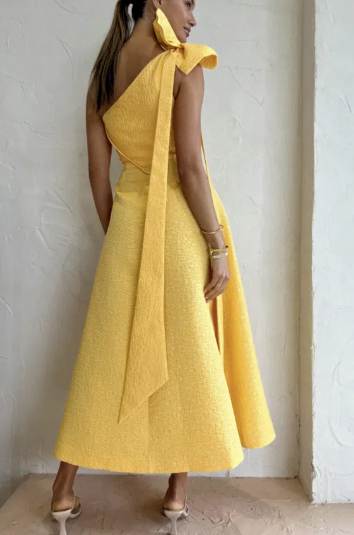 Rachel Gilbert Emiliano Dress In Lemon Drop Size XL / AU 14 - Image 3