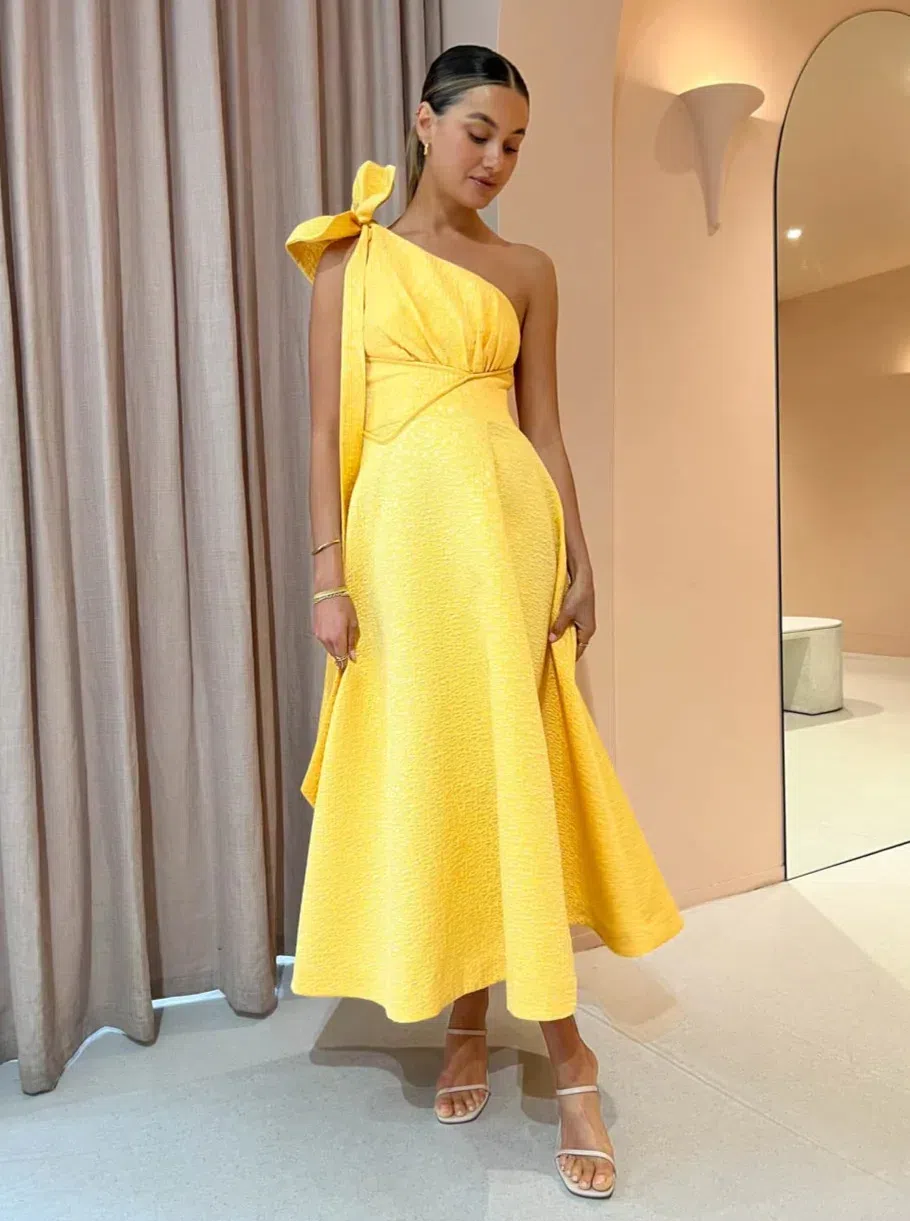 Rachel Gilbert Emiliano Dress In Lemon Drop Size XL / AU 14 - Image 1