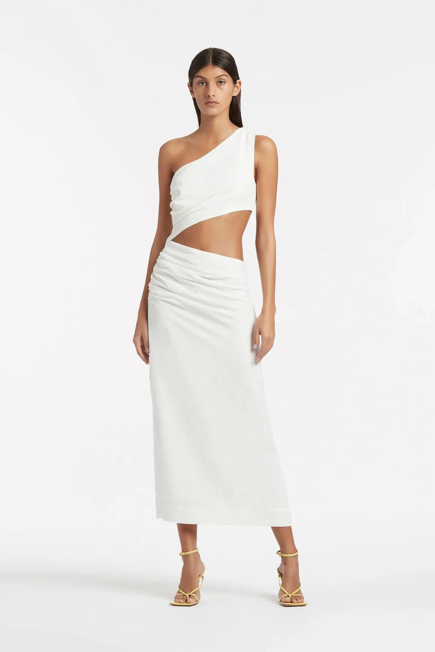 Sir The Label Clemence One Shoulder Midi Dress White Size AU 10 - Image 4