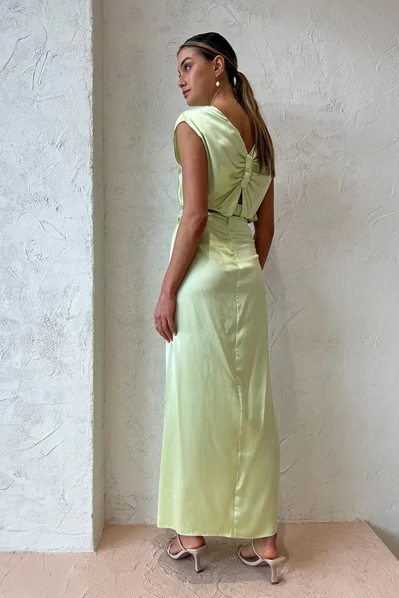 Ginia Sloane Skirt & Indy Drape Top in Lime Green Size 10 - Image 3