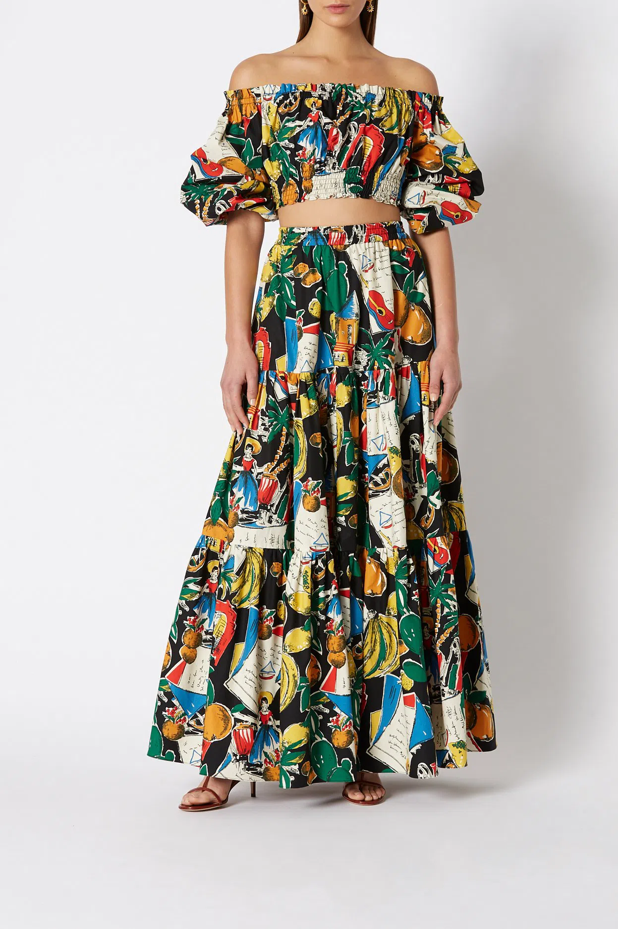 Scanlan and Theodore Calypso Cropped Top and Long Skirt Set Print Size 10 - Image 1