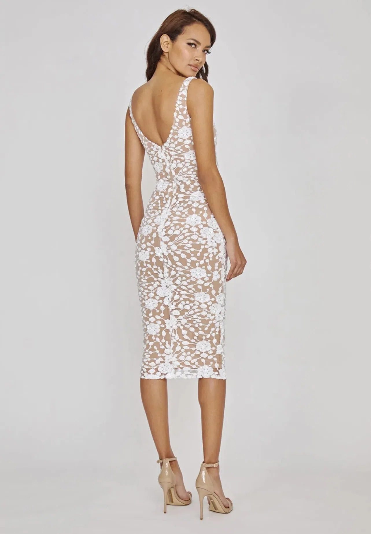 Nadine Merabi Nyla Maternity Dress White/Nude Size 8 - Image 3