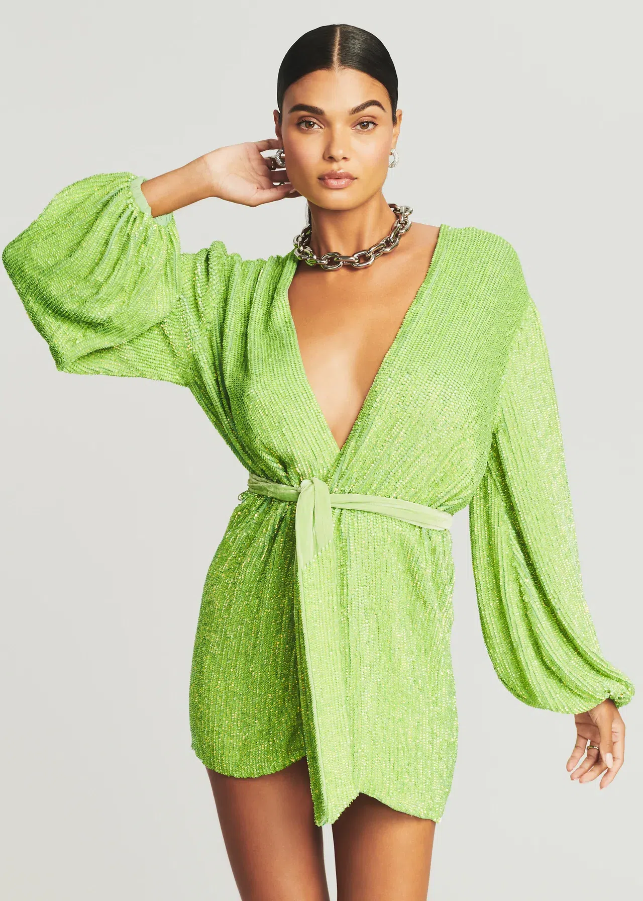 Retrofete Gabrielle Sequin Robe Lime Green Size AU 8 - Image 2