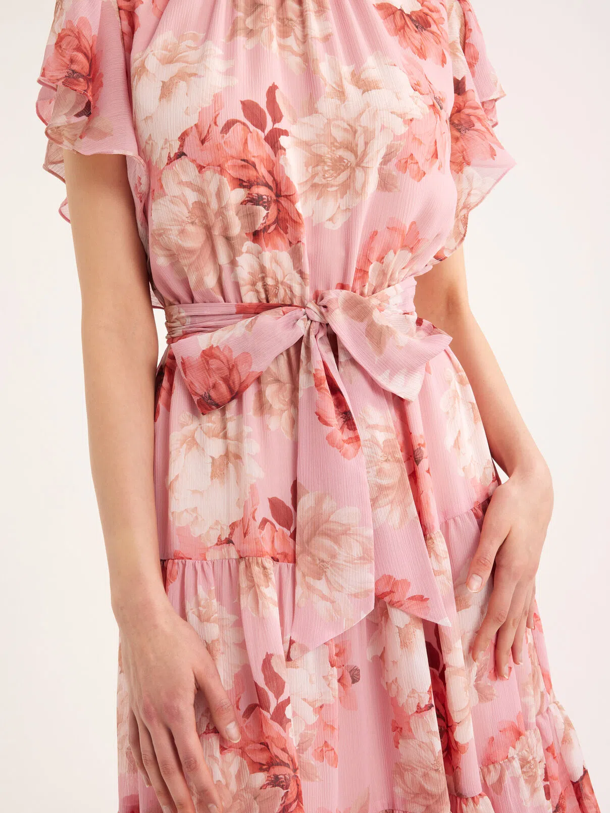 Review Sweet Peach Tea Midi Dress Apricot/Multi Size 16 - Image 6