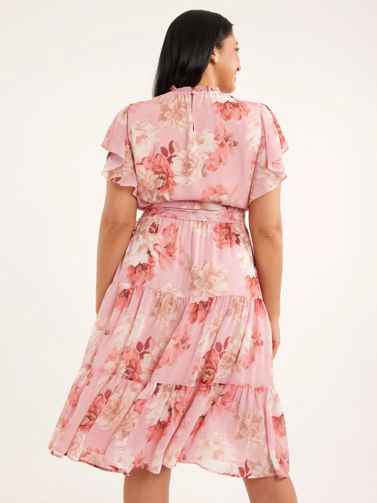 Review Sweet Peach Tea Midi Dress Apricot/Multi Size 16 - Image 4