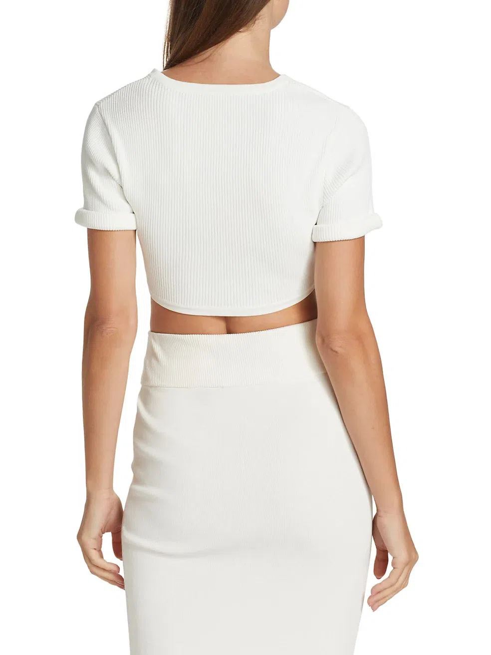 Christopher Esber Slashed Cut Out Top and Ribbed Cut Out Midi Set White Size 8 - Image 3