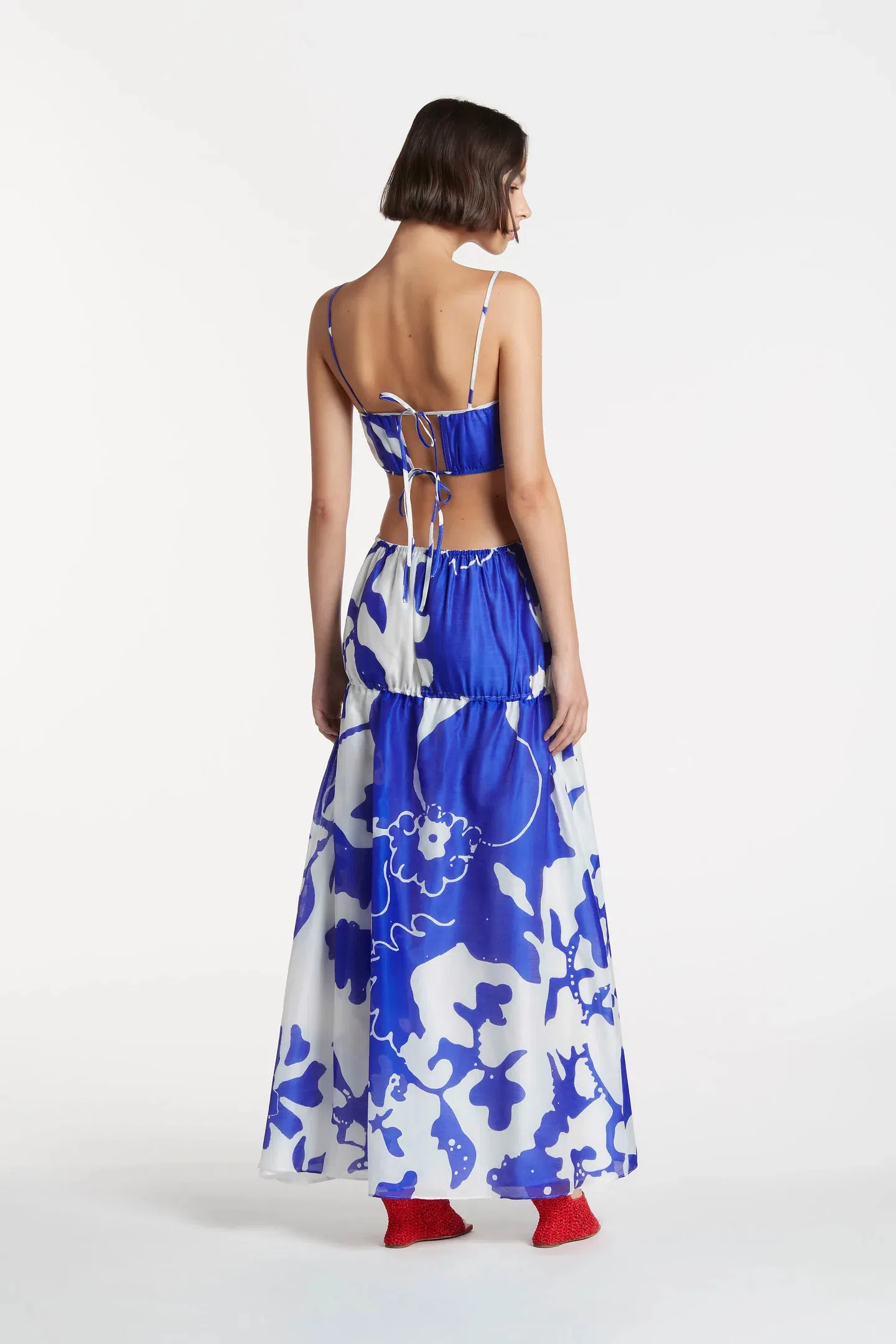 Sir The Label Vivi Gathered Crop Size 2 & Skirt Size 1 Set Blue Print - Image 2