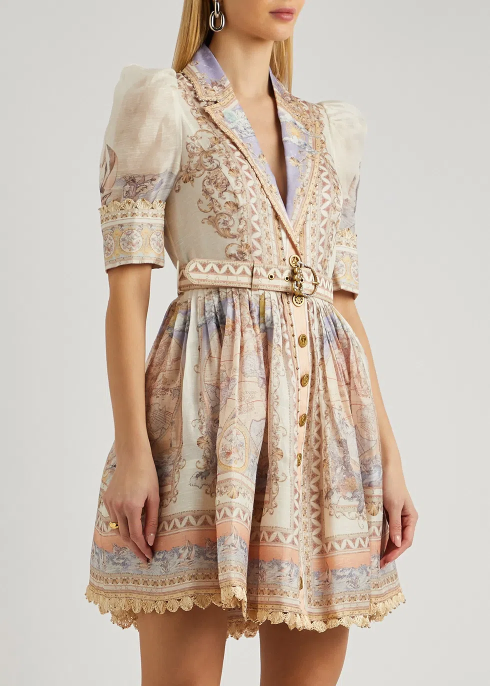 Zimmermann High Tide Mini Shirt Dress Odyssey Print Size 16 - Image 2