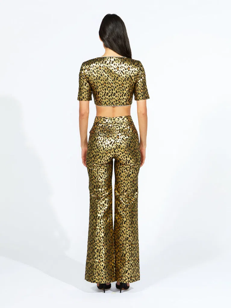 Alice McCall Midnight Cat Crop & Pants Set Leopard Print Size 6 - Image 3