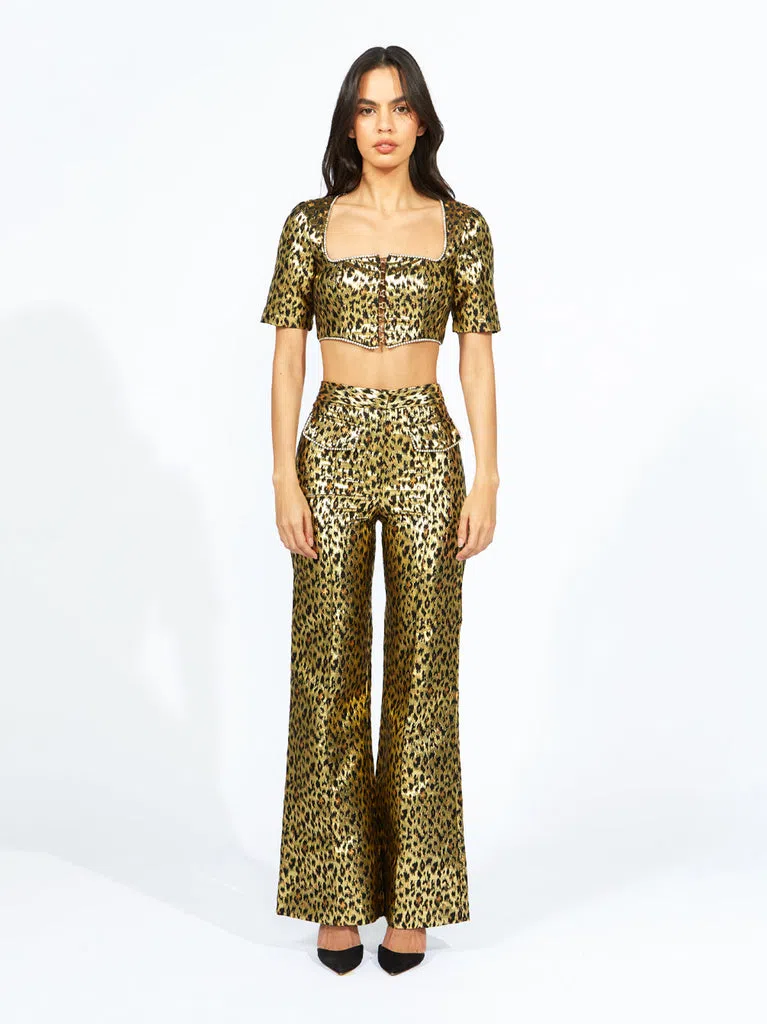 Alice McCall Midnight Cat Crop & Pants Set Leopard Print Size 6 - Image 2