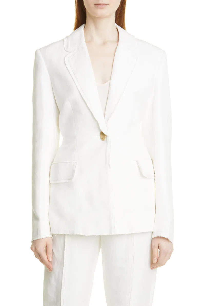 AJE United Linen Blend Blazer Cream Size 14 - Image 1