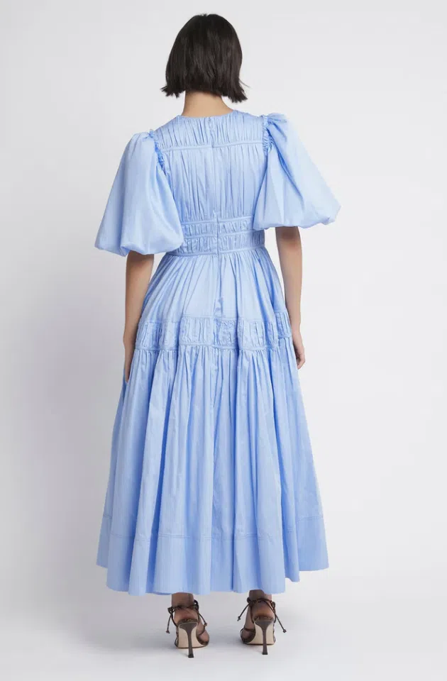 Aje Fallingwater Gathered Midi Dress Blue Size 14 / XL - Image 3