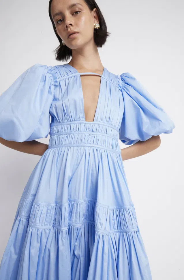 Aje Fallingwater Gathered Midi Dress Blue Size 14 / XL - Image 2