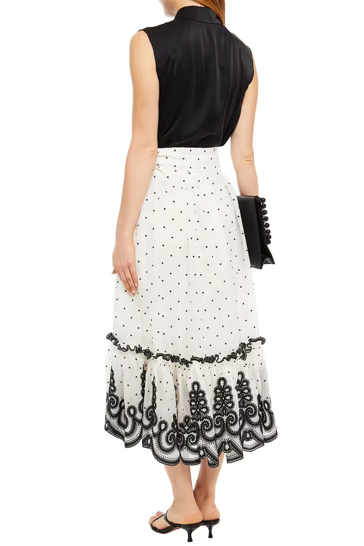 Zimmermann The Lovestruck Embroidered Midi Skirt Ecru Size 1 / Au 10 - Image 2