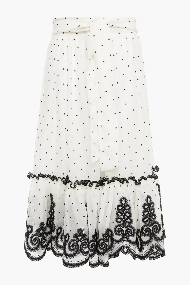 Zimmermann The Lovestruck Embroidered Midi Skirt Ecru Size 1 / Au 10 - Image 5