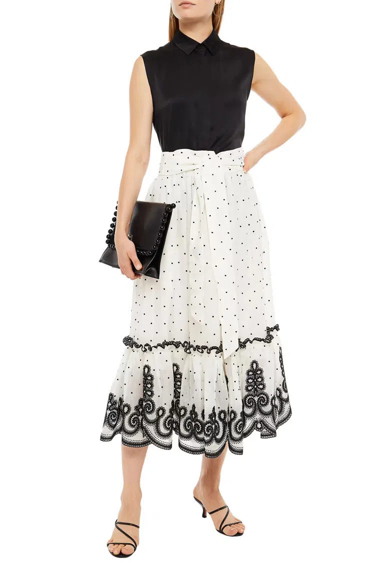 Zimmermann The Lovestruck Embroidered Midi Skirt Ecru Size 1 / Au 10 - Image 1