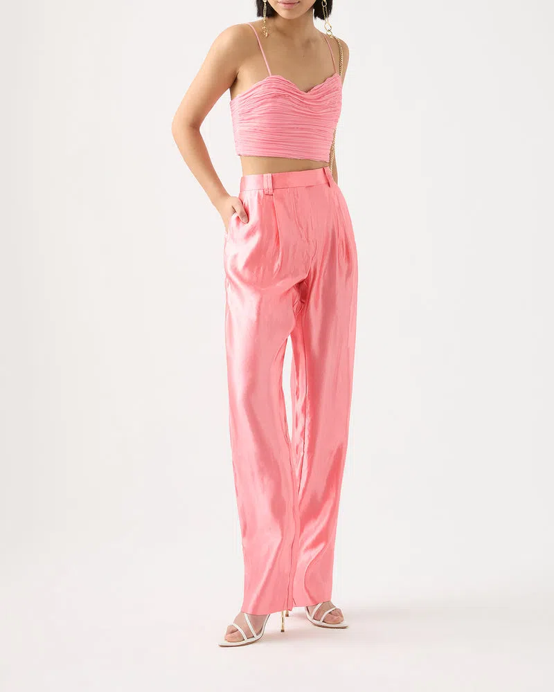 Aje Laurier Wave Cropped Top and Gracious Pant Set Pink Size 6 / XS - Image 1