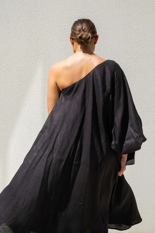 Isabella Longginou Balloon Sleeve Swing Dress Black Size AU 18 - Image 2