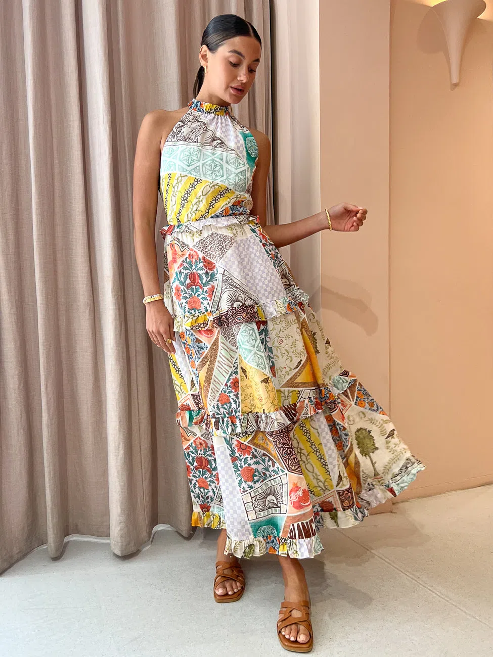 Kate Ford Zellejie Long Layered Dress in Multi Size 8 - Image 2