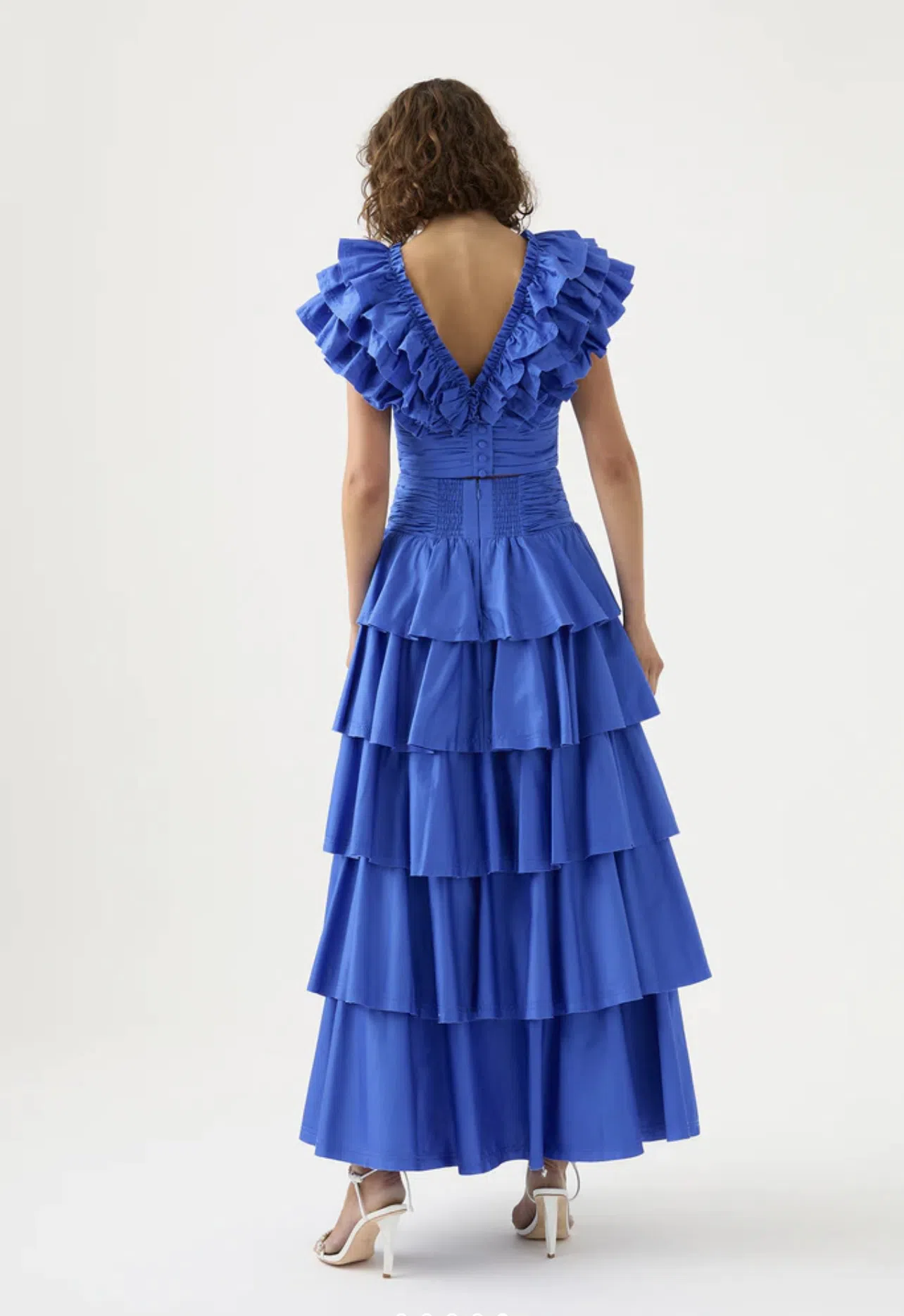 Aje Rhythmic Frill Bodice and Eleni Tiered Maxi Skirt Set Blue Size 8 - Image 2