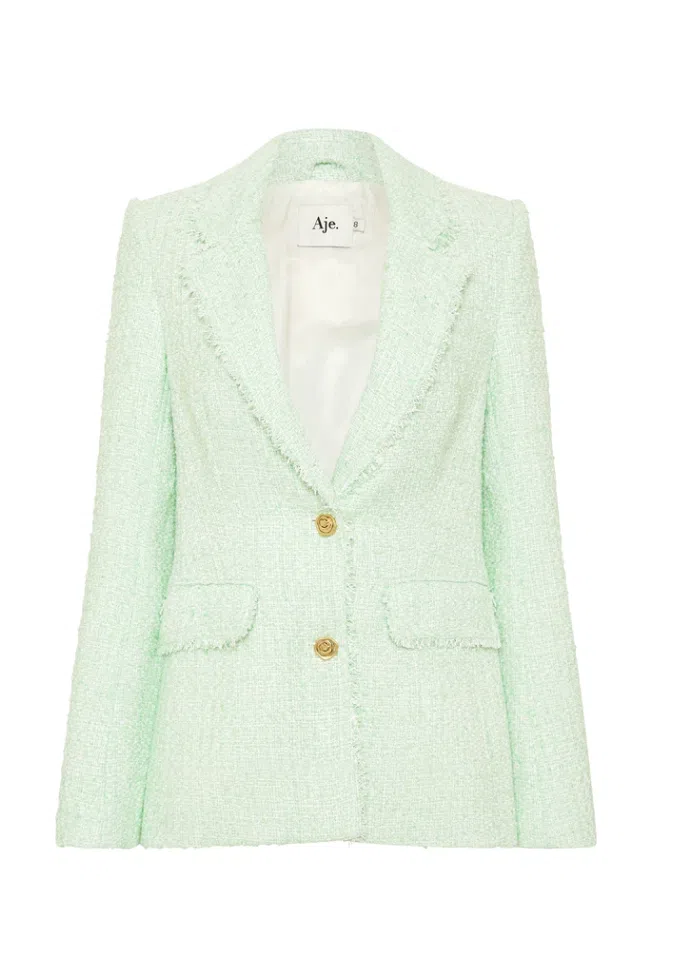 Aje Danielle Boucle Jacket Green Size AU 14 - Image 8