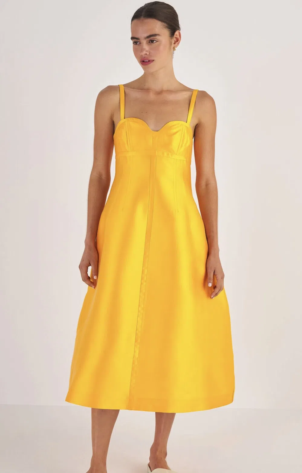 Oroton Sculptured Bodice Dress in Marigold Size 12 - Image 3