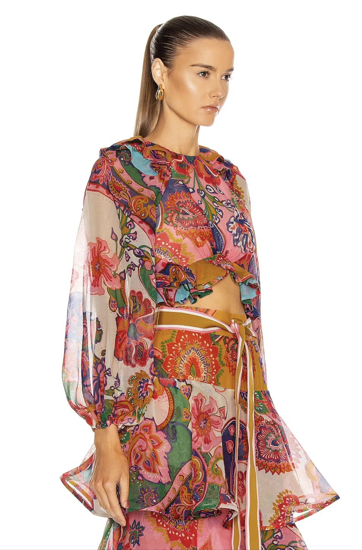 Zimmermann Lovestruck Ruffle Top & Frill Skirt Set Floral Size 3/AU 14 - Image 2