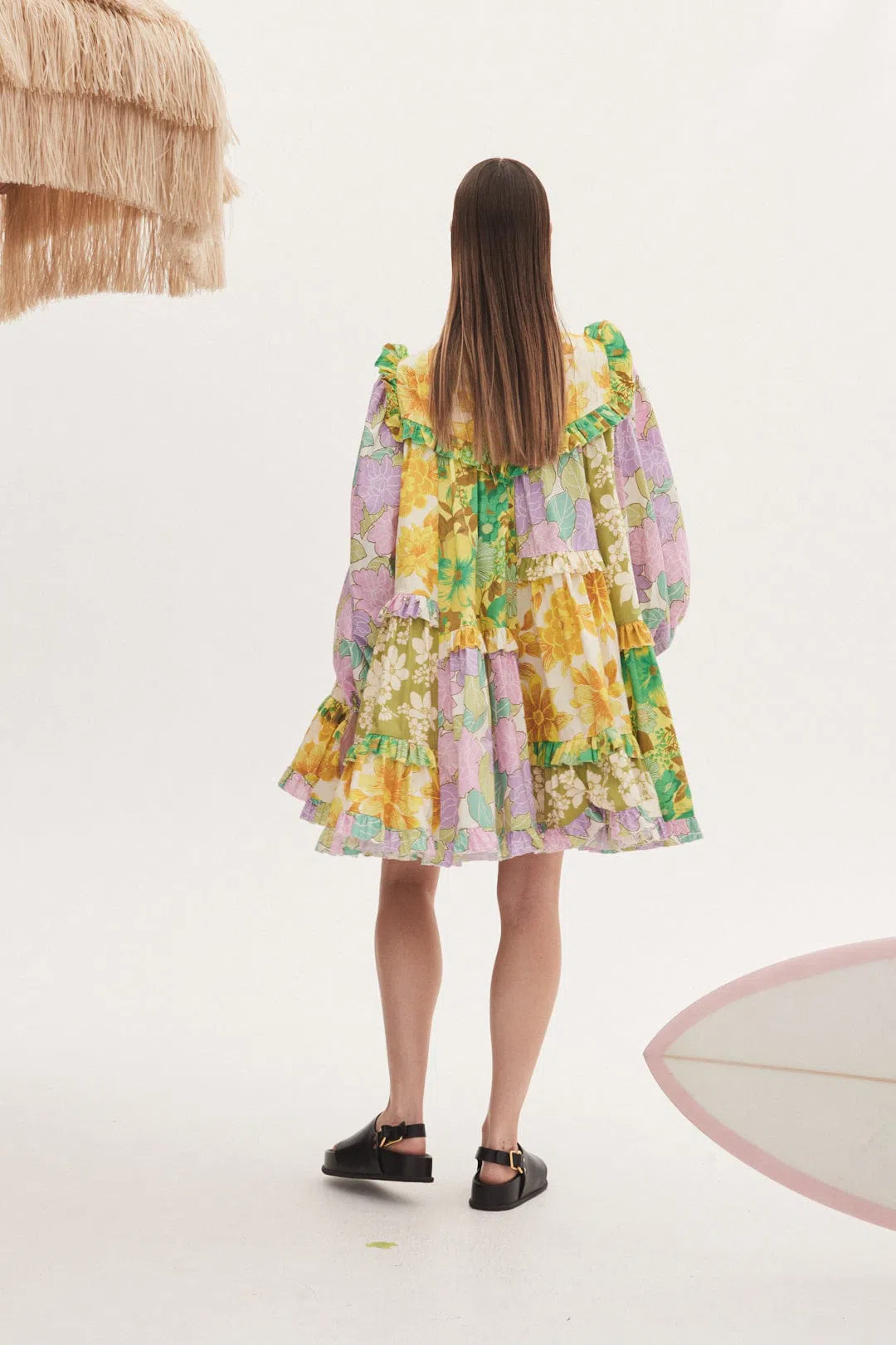 Alemais Elora Patchwork Mini Dress Multi Floral Size 14 - Image 2