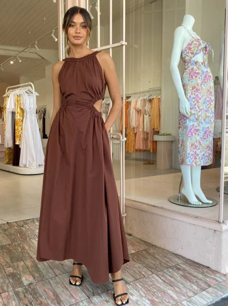 Camilla and Marc Coppola Maxi Dress in Cinnamon Chocolate Brown Size 8 - Image 3