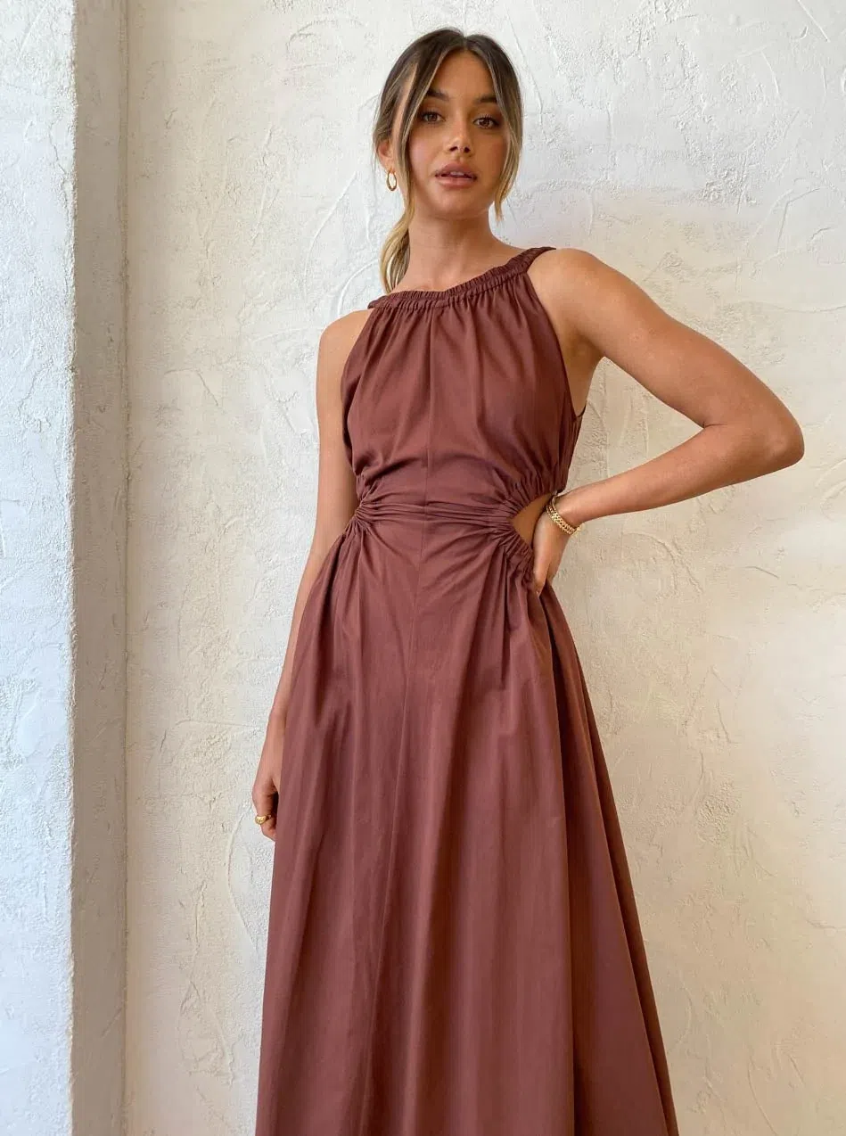 Camilla and Marc Coppola Maxi Dress in Cinnamon Chocolate Brown Size 8 - Image 6