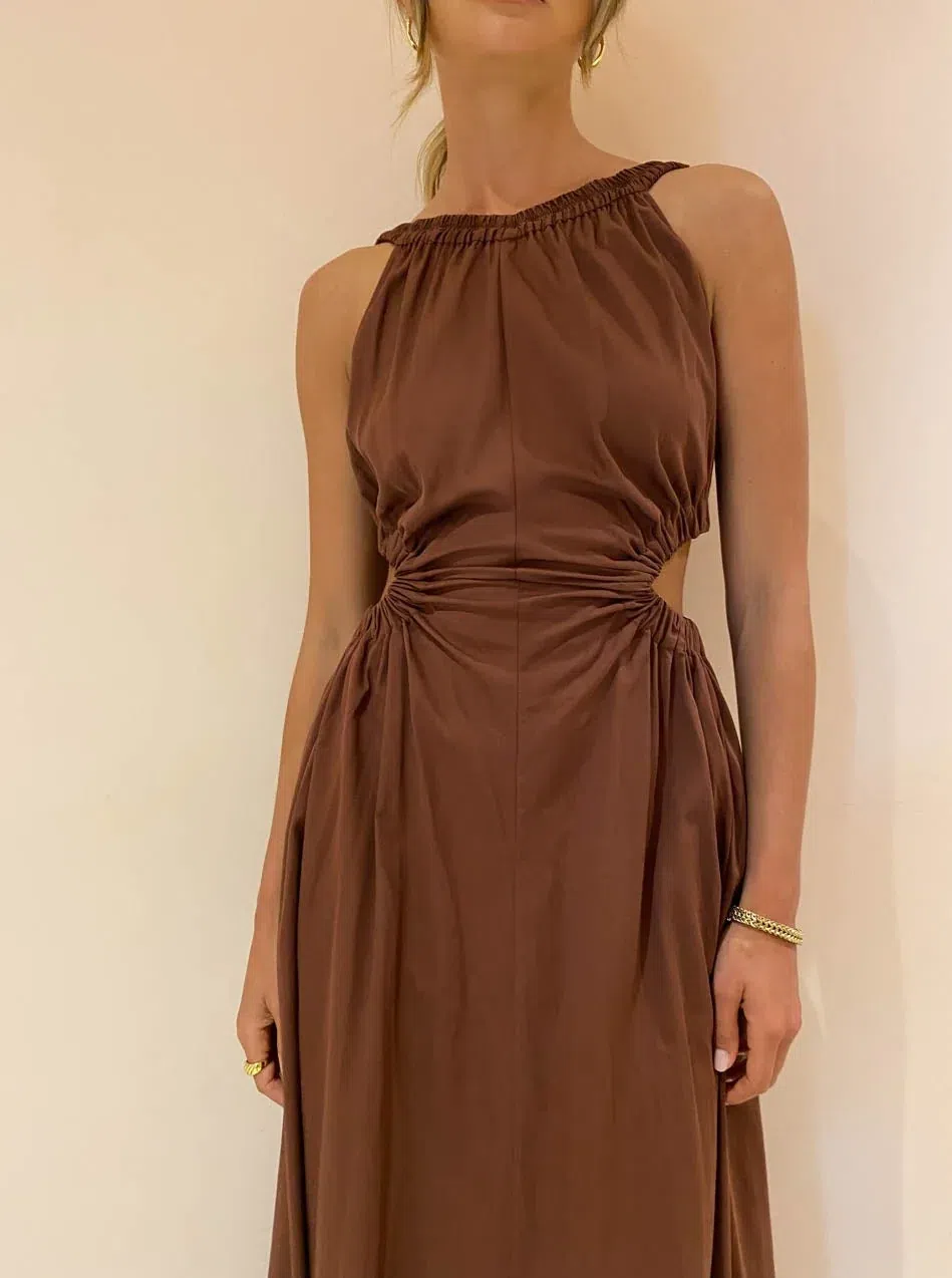 Camilla and Marc Coppola Maxi Dress in Cinnamon Chocolate Brown Size 8 - Image 7