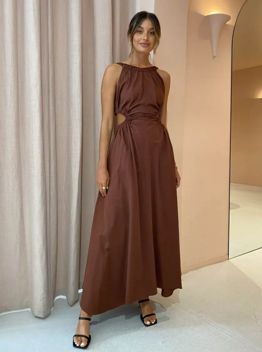 Camilla and Marc Coppola Maxi Dress in Cinnamon Chocolate Brown Size 8 - Image 1