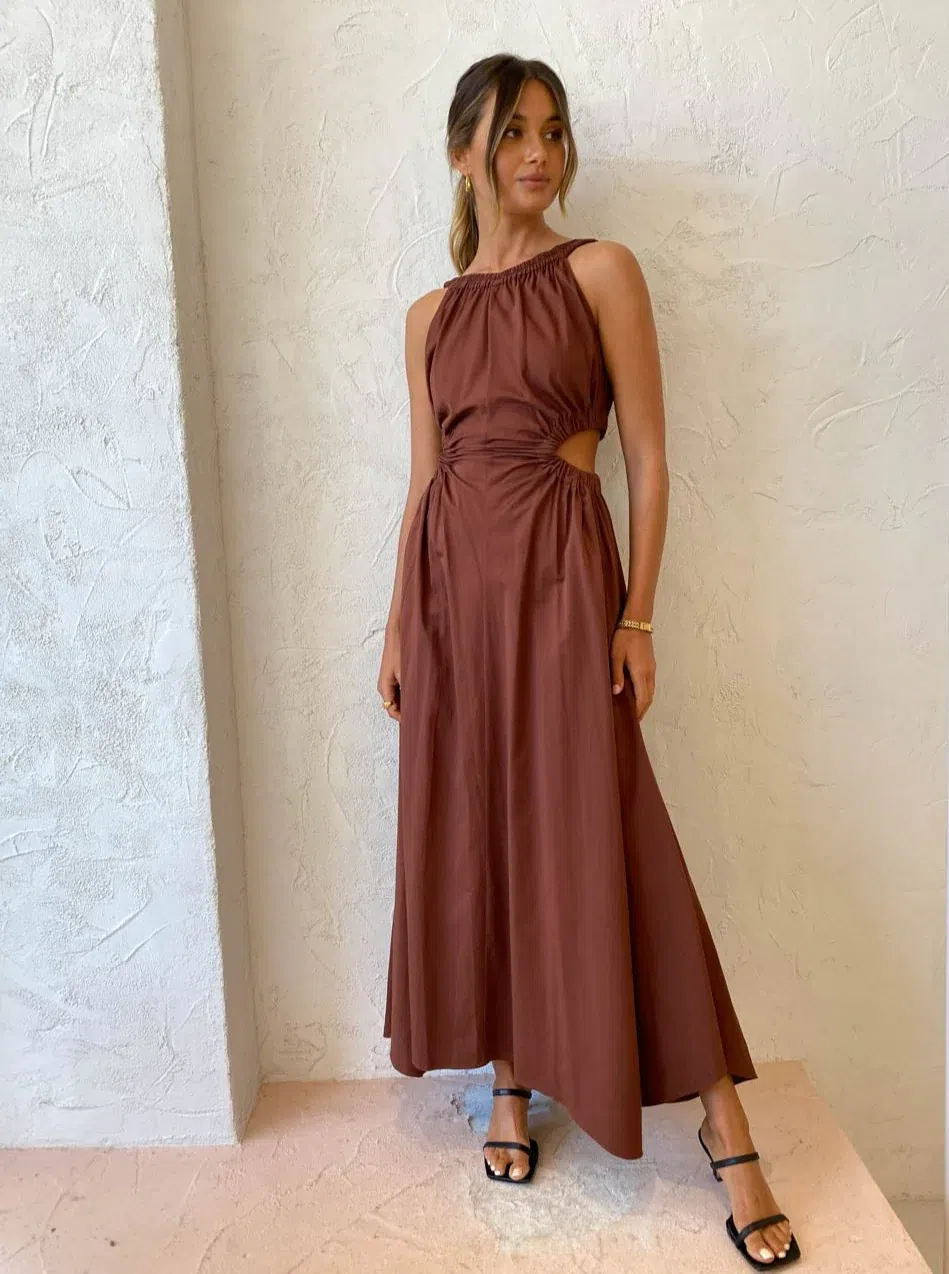Camilla and Marc Coppola Maxi Dress in Cinnamon Chocolate Brown Size 8 - Image 5