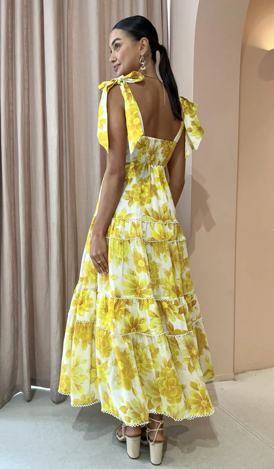 Alemais Sonny Midi Dress in Lemon Size 6 - Image 4