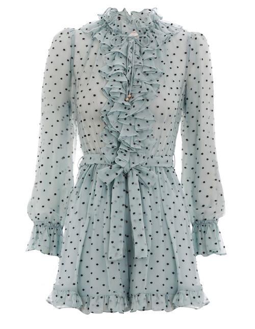 Zimmermann Whitewave Ruffle Playsuit Seafoam/Navy Dot Size 8 - Image 4