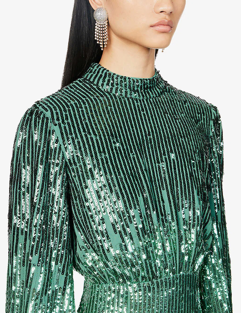 Rixo Samantha Dress Green Sequin Size XS.  - Image 4