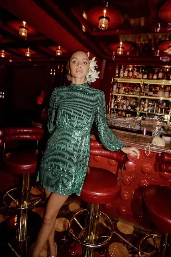 Rixo Samantha Dress Green Sequin Size XS.  - Image 7